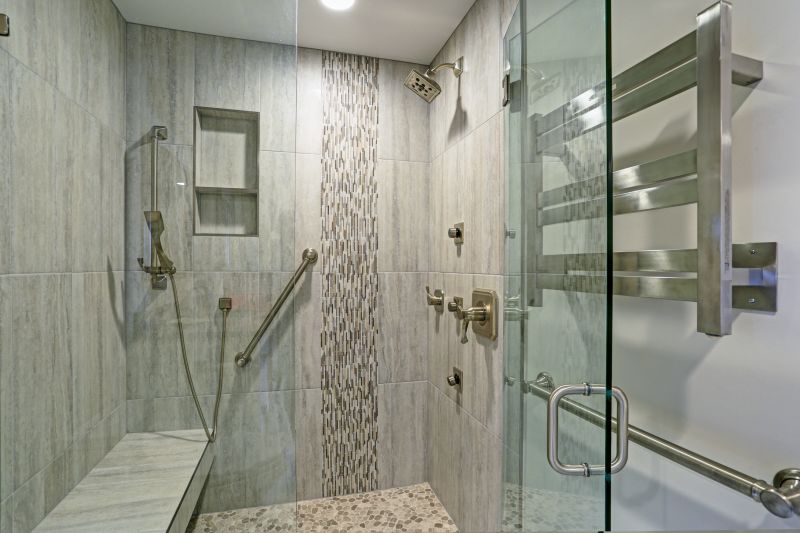 Modern residential bathroom with walk-in shower