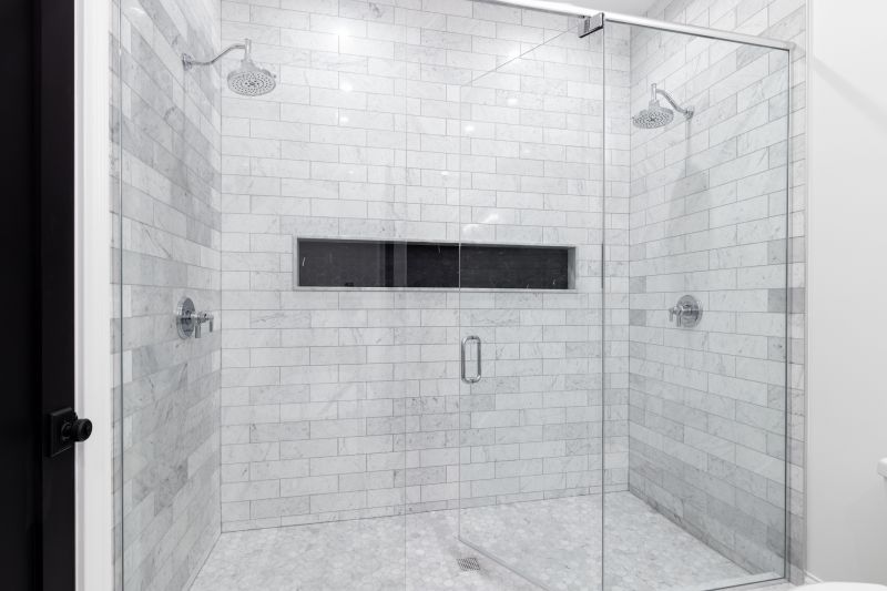 Marble tile accents in a contemporary bathroom